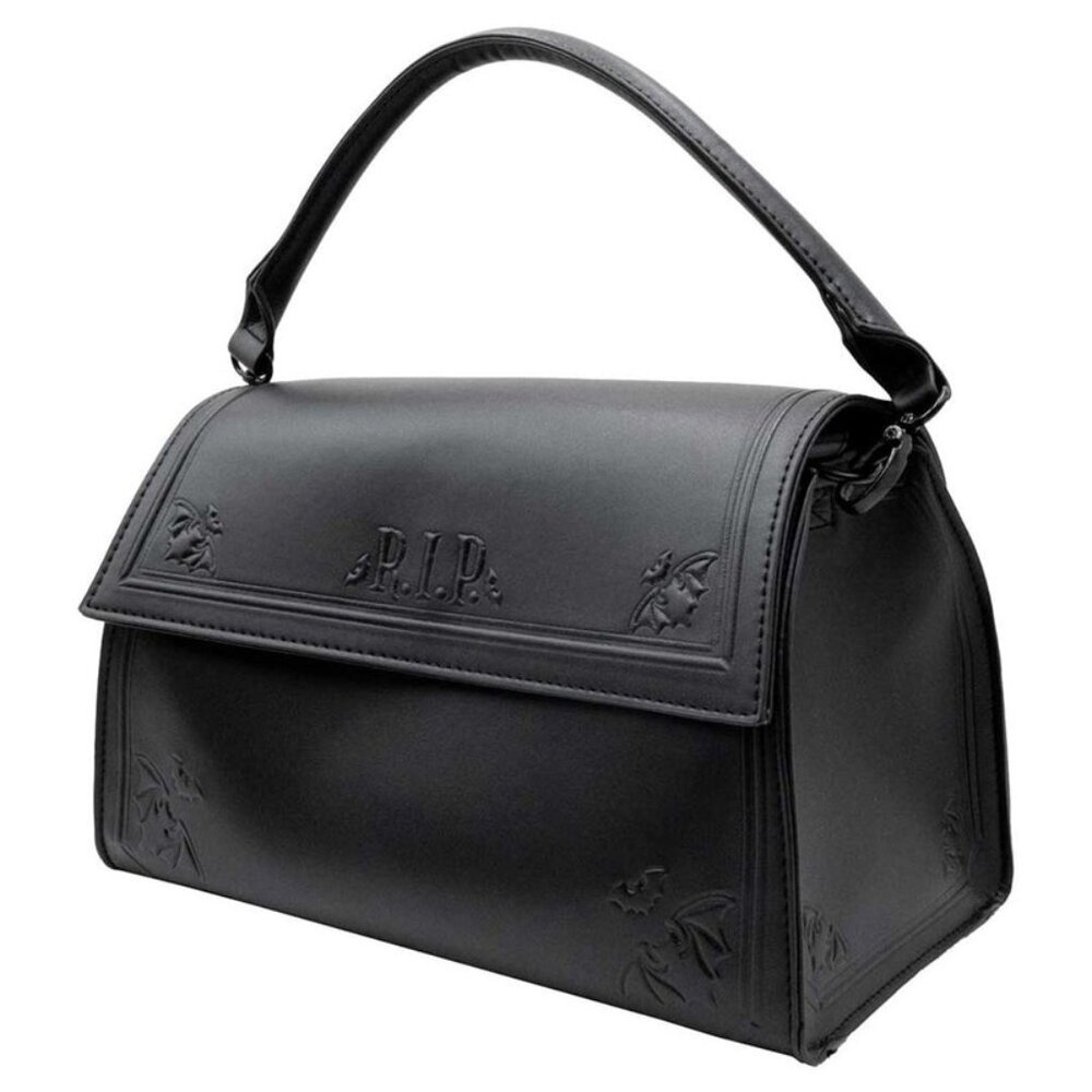 RIP Bats Embossed Doctor's Bag Vegan Leather Purse Handle & Shoulder Strap NWT